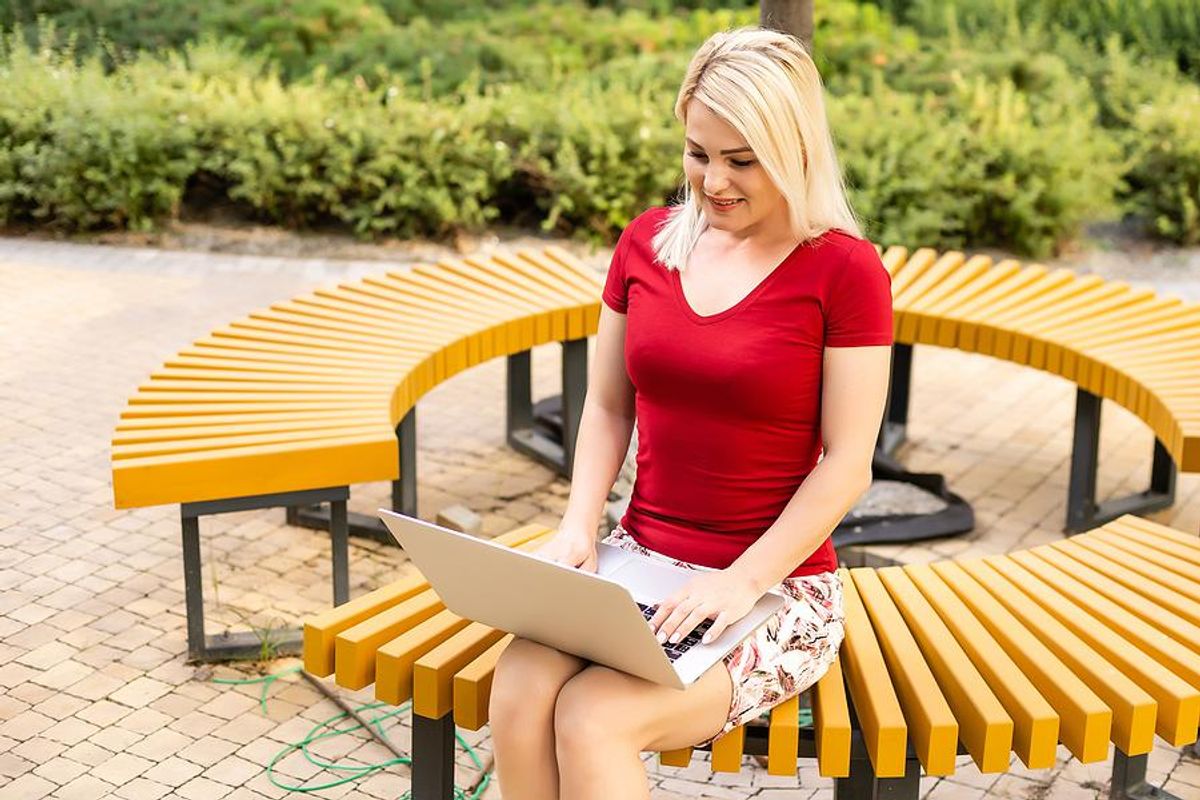 A college students works at her remote summer job.