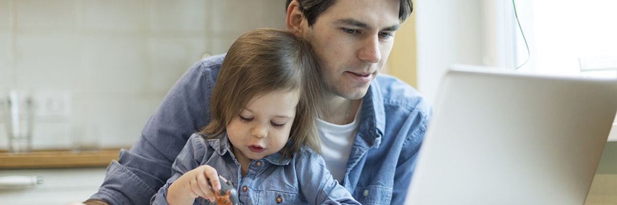 A dad working from home