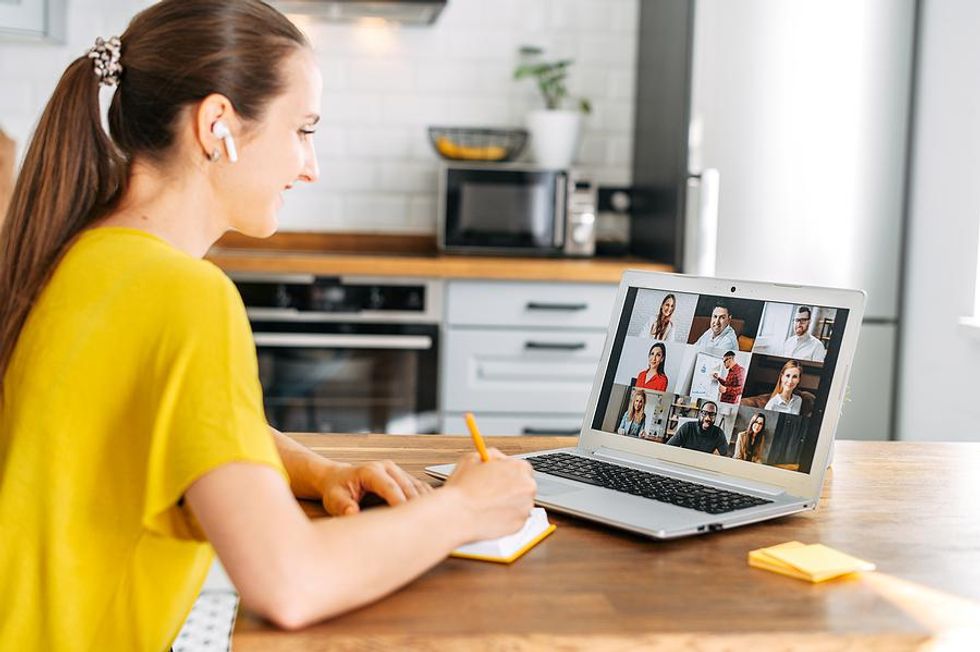 A group of professionals/interns take part in an online networking event