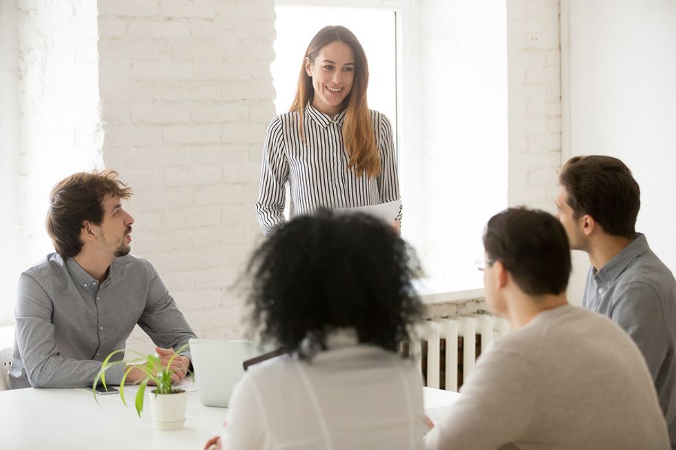 A manager displays her ability to communicate effectively