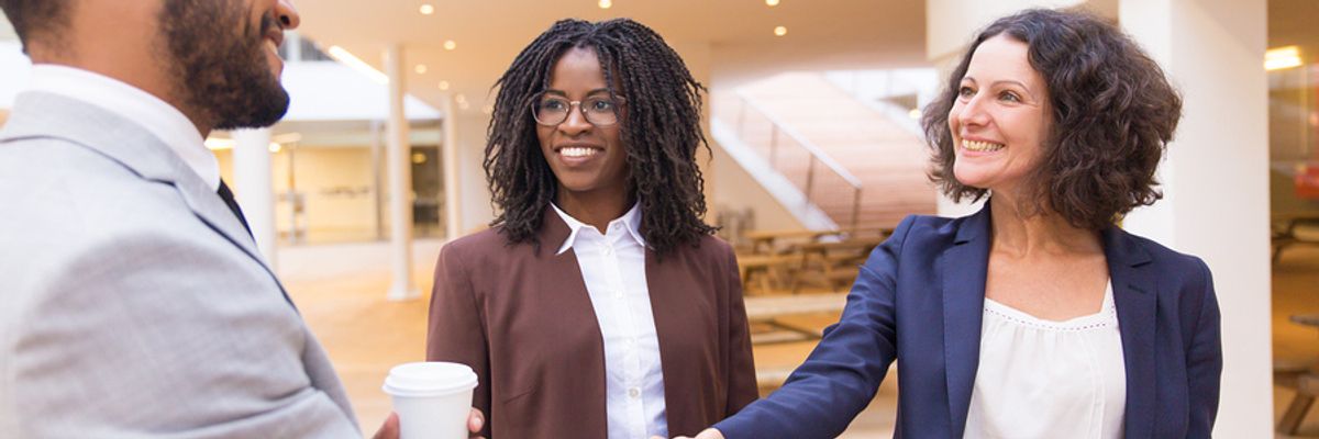 Business partners meet for coffee