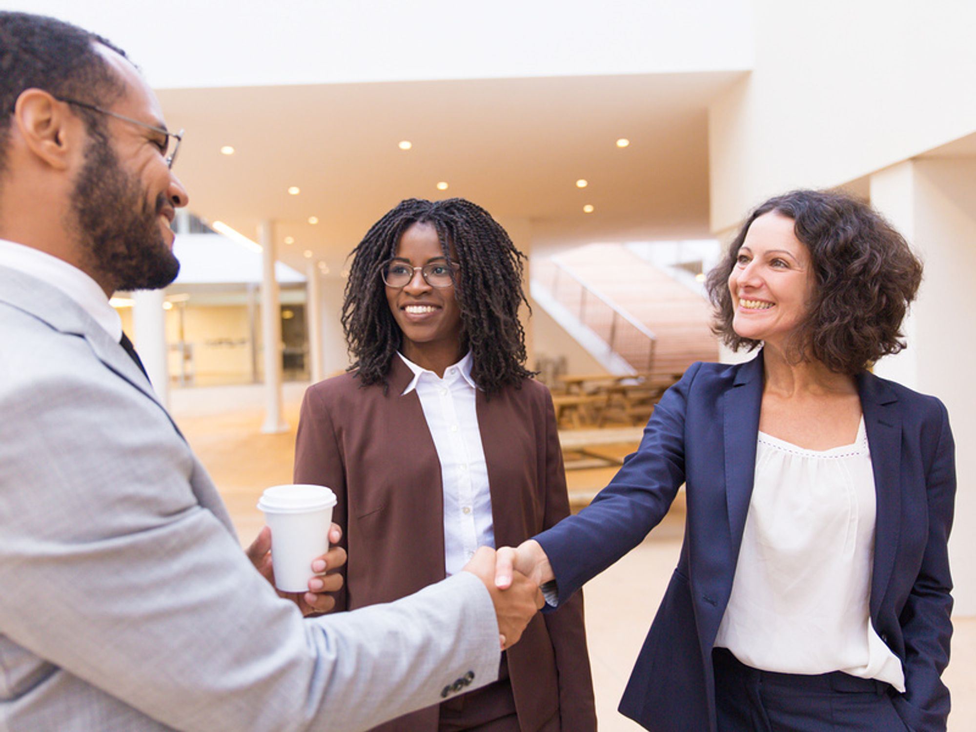 Business partners meet for coffee