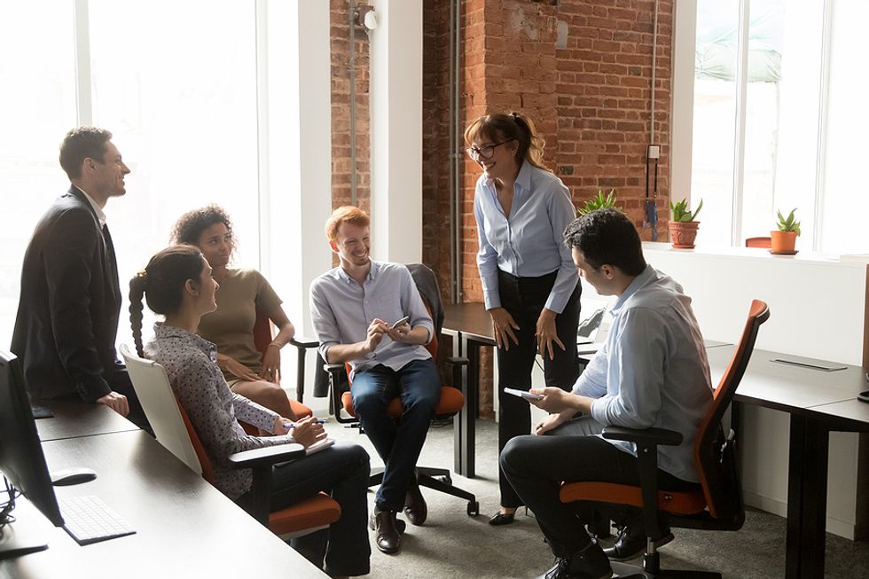 CEO/leader communicates with her team