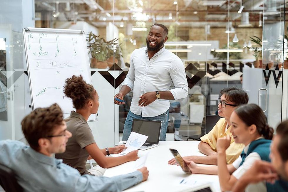 CMO presents to his marketing team