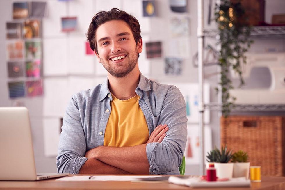 College student happy at his internship