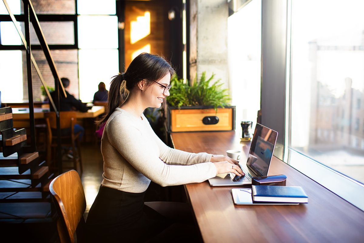 College student working from home
