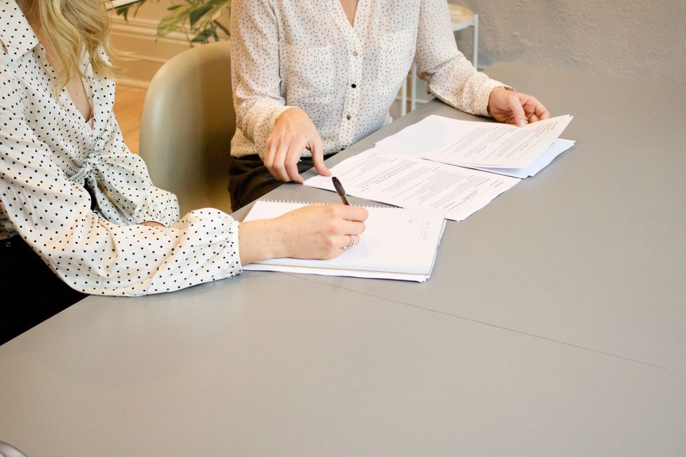 College student works on her career materials