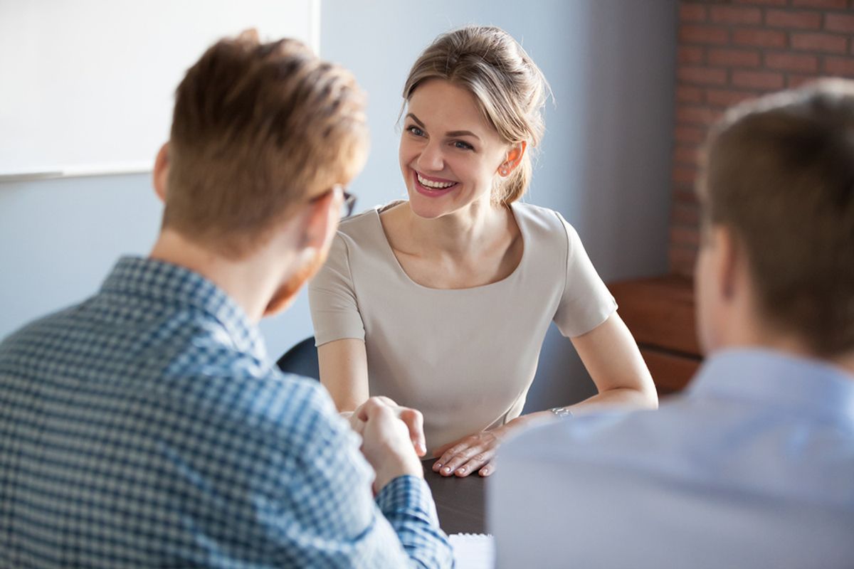 Confident woman in a job interview