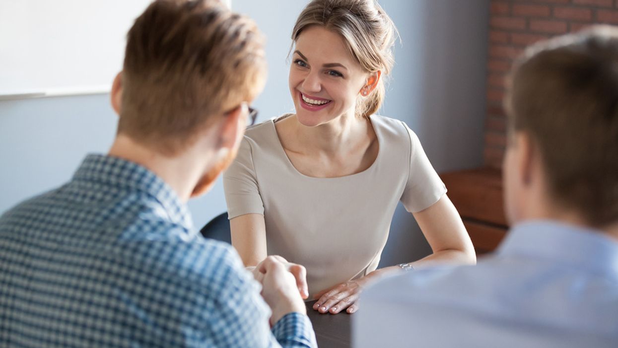 Confident woman in a job interview