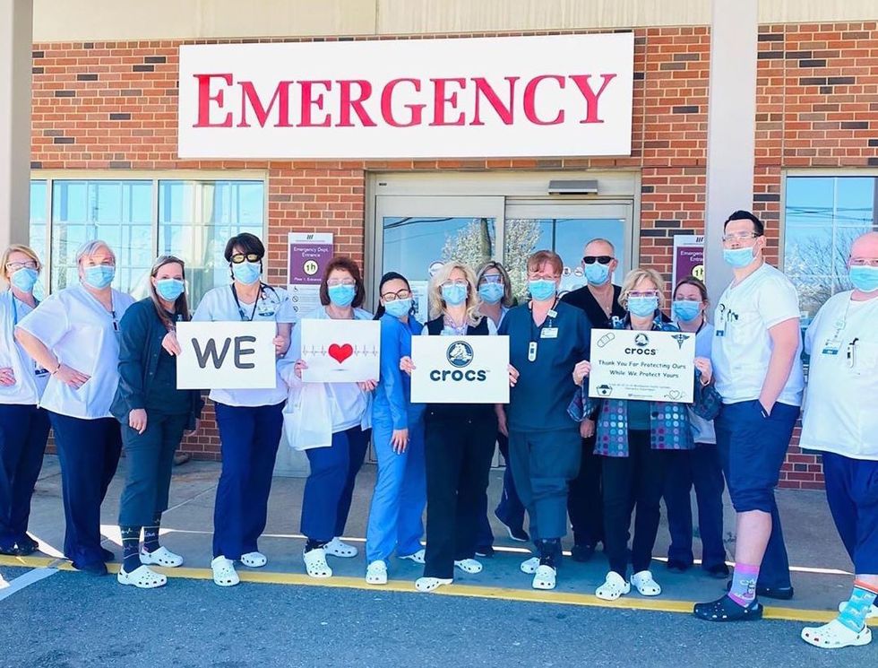 Crocs makes a donation to a healthcare facility in Washington.