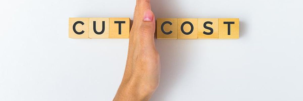 Cut costs, cost-cutting concept