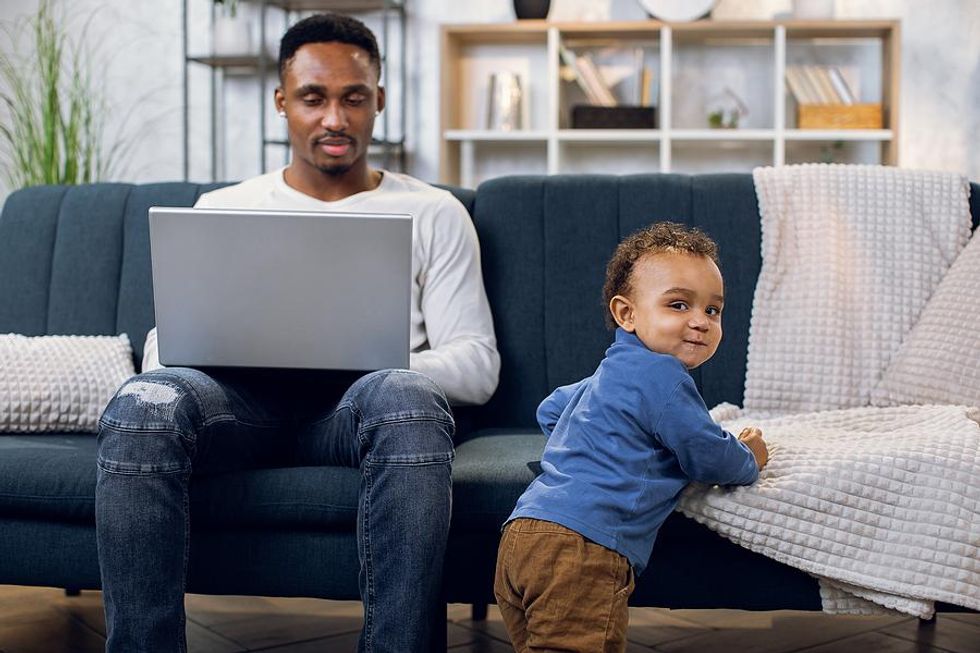 Dad works a low-stress remote job