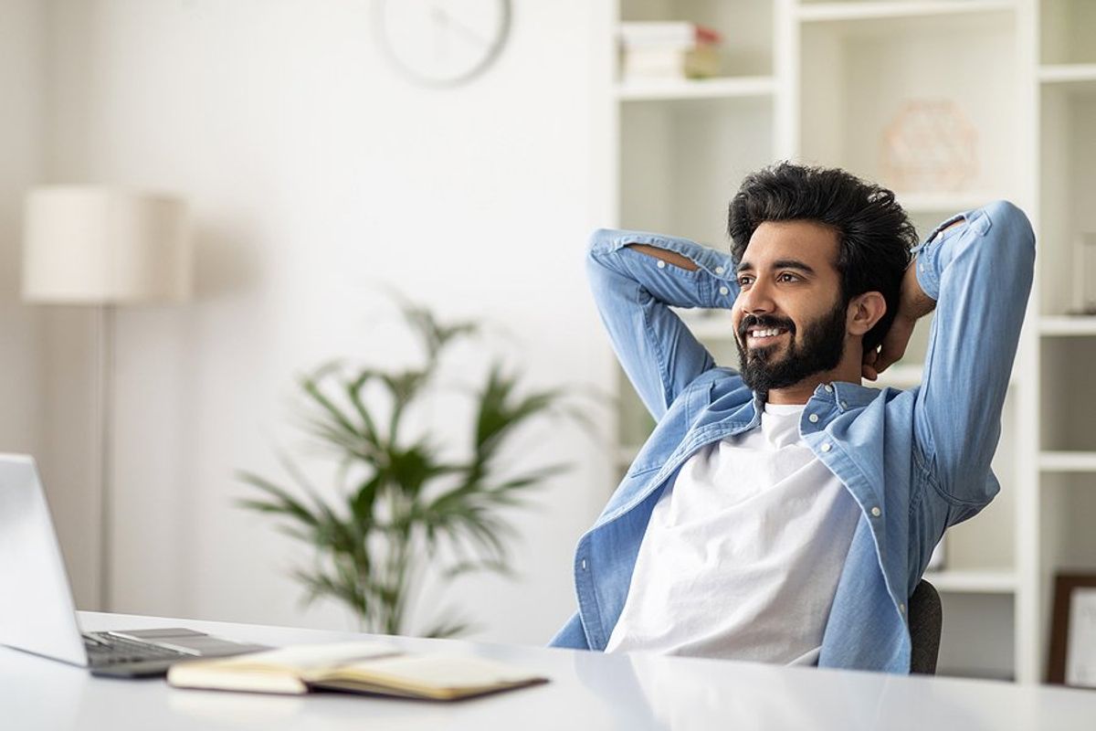 Employee relaxes during his company's "Week of Rest"