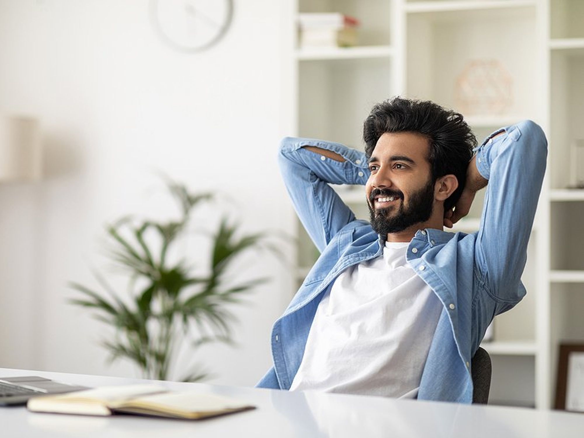 Employee relaxes during his company's "Week of Rest"
