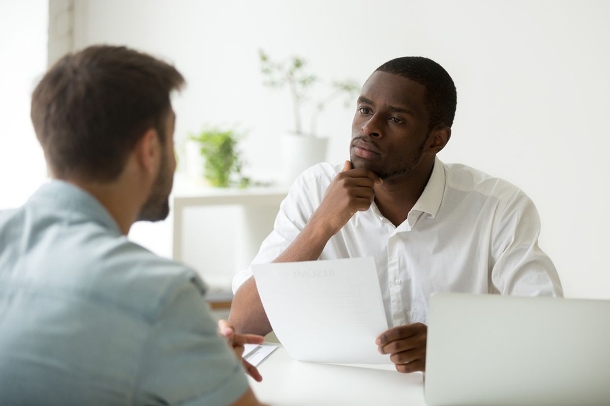 Employer watching for red flags in potential employee during a job interview