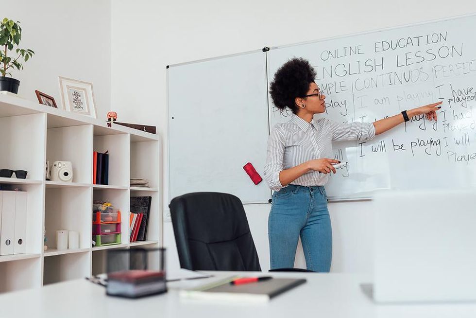 English teacher teaches in a foreign country