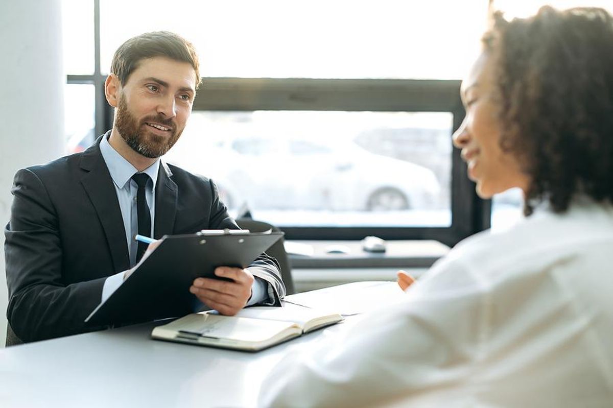 Executive interviews a job candidate