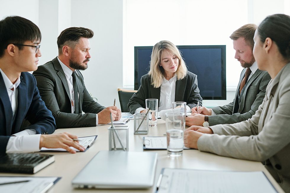 Executives meet during the COVID-19 pandemic