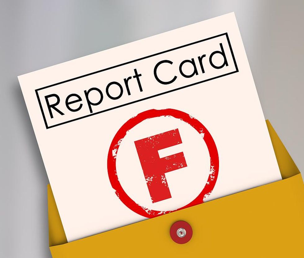 failing grade, report card concept