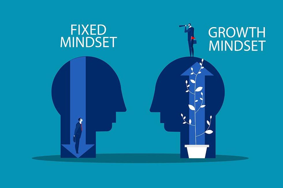 fixed mindset and growth mindset comparison concept