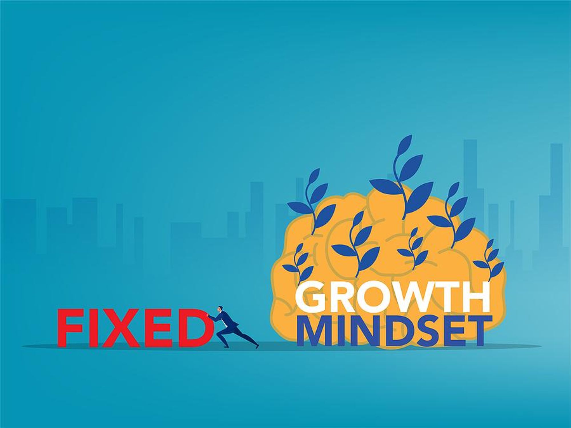 fixed mindset vs. growth mindset comparison concept