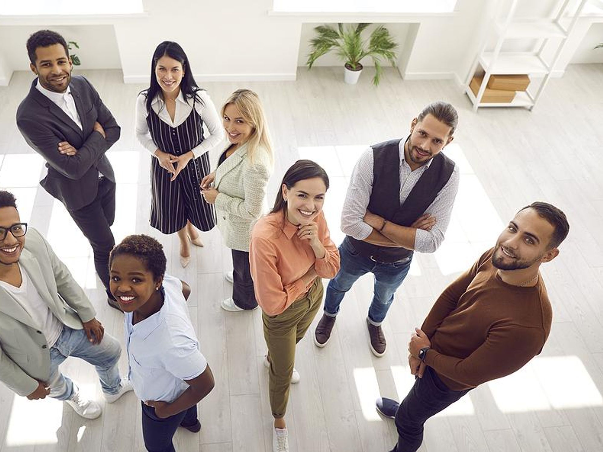 Group of happy employees at work