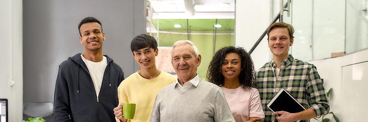 Group of interns at work