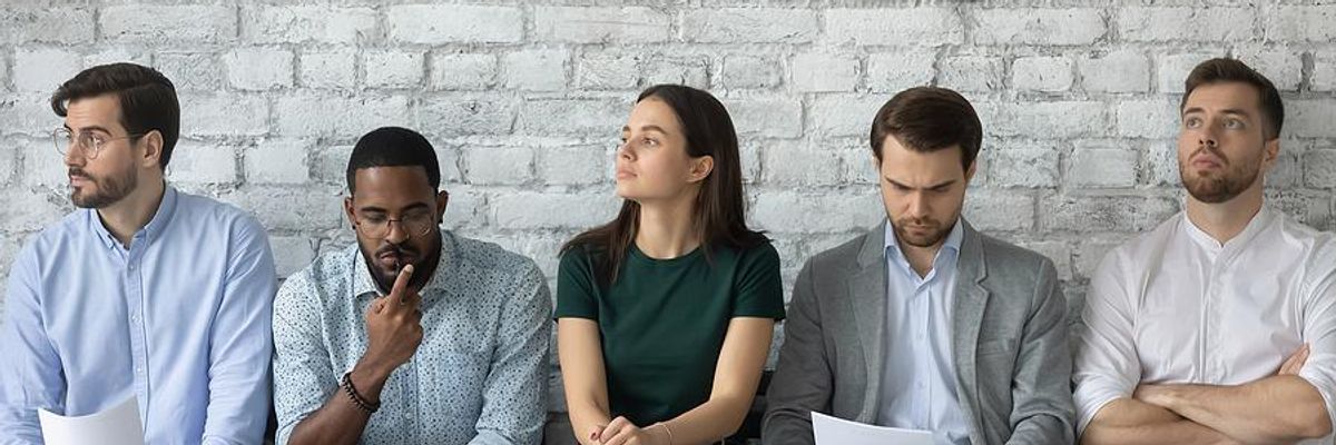 Group of job candidates waiting for an interview