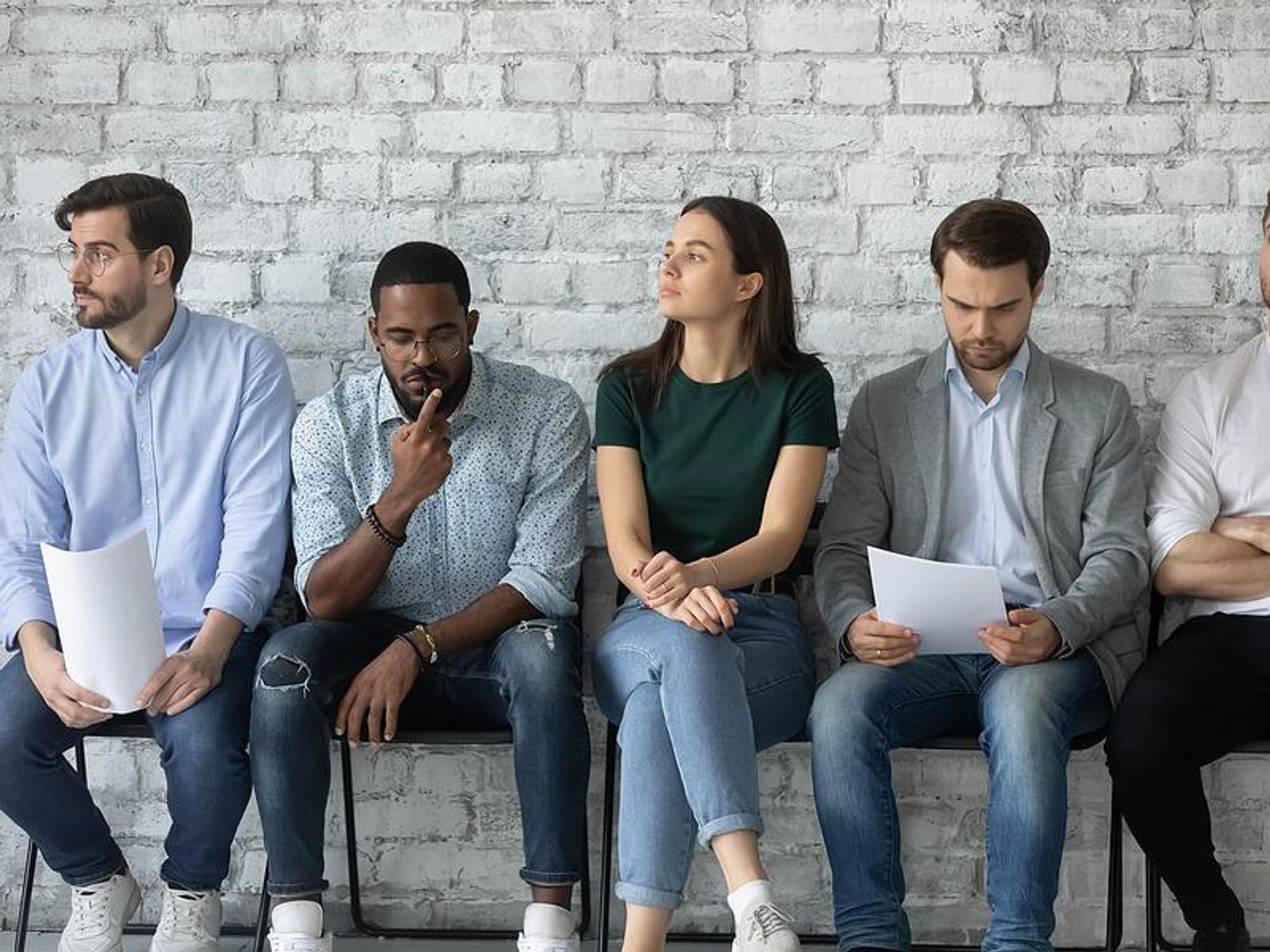 Group of job candidates waiting for an interview