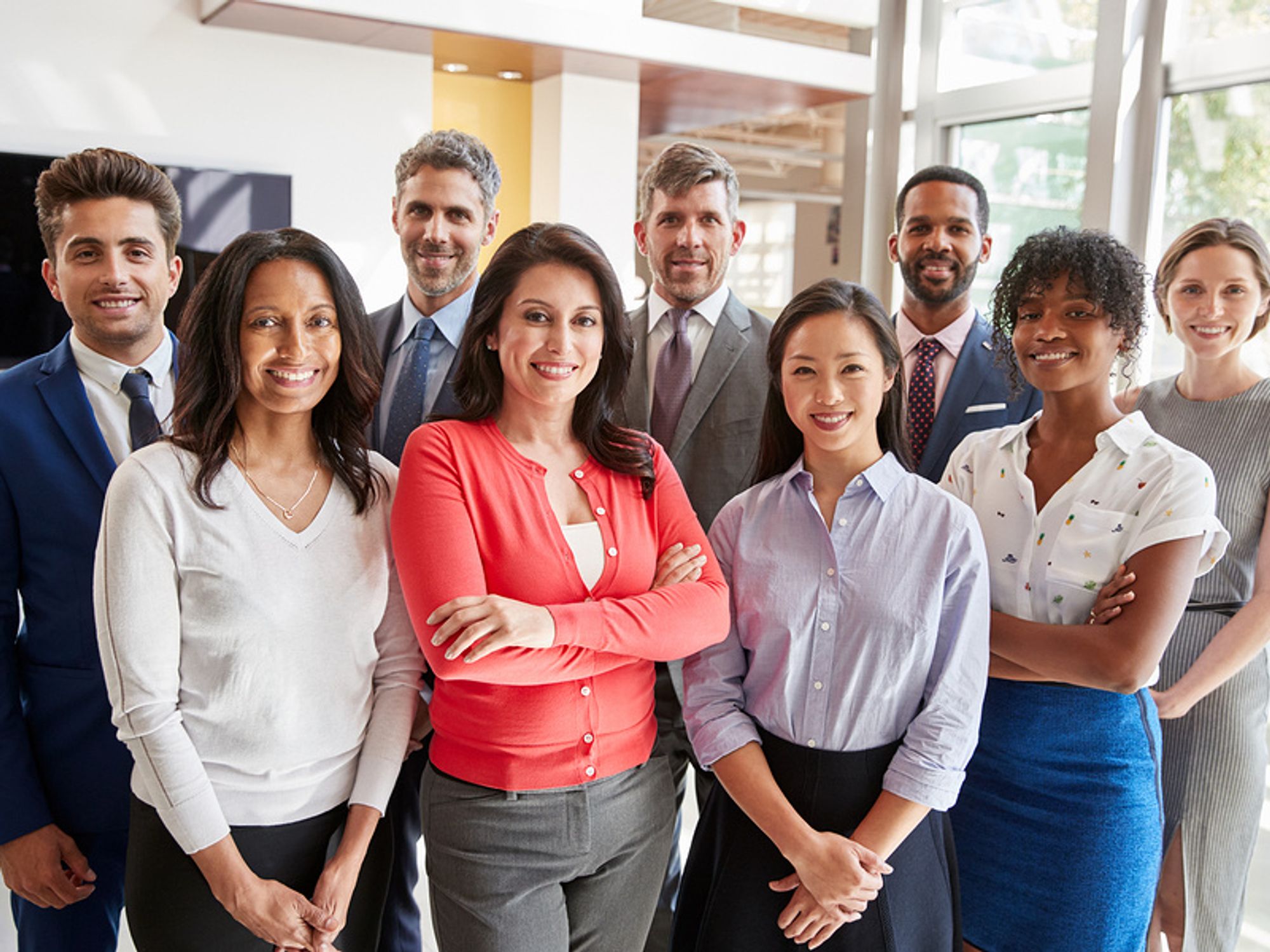 Group of millennials (Gen Y) and Gen X employees in the workforce