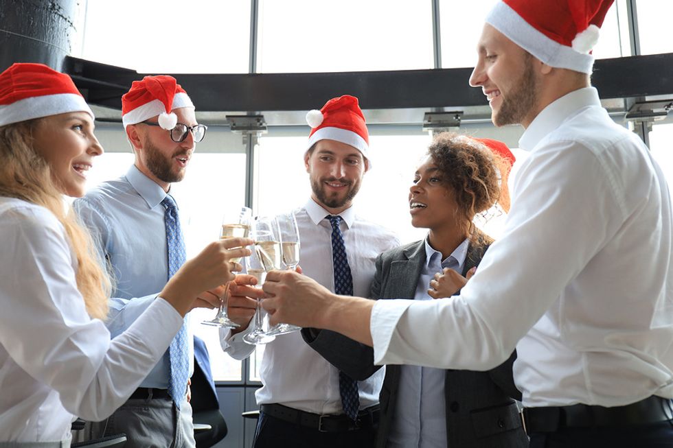 Group of professionals at a holiday networking event