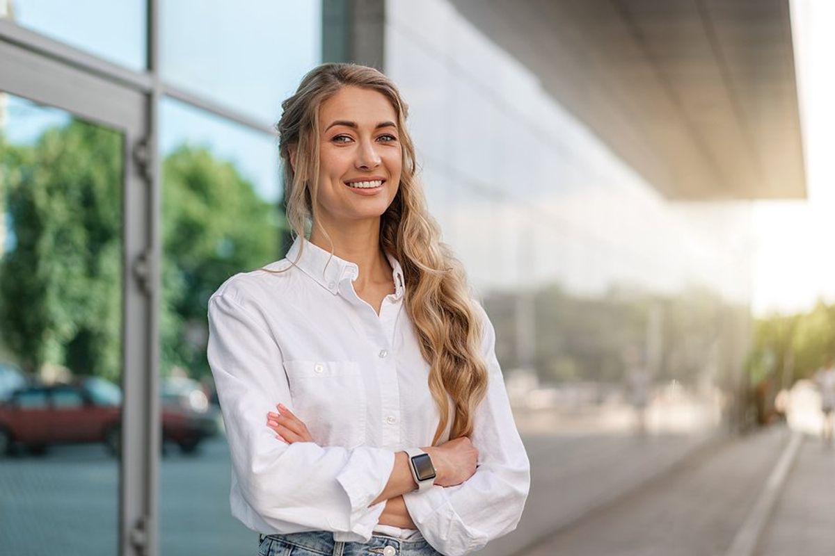 Happy business leader