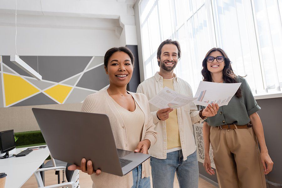 Happy coworkers/friends at work