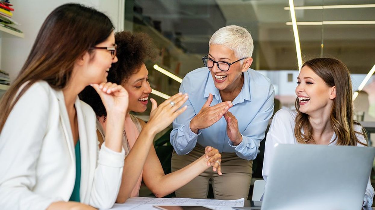 Happy employees talk to the boss they love and respect