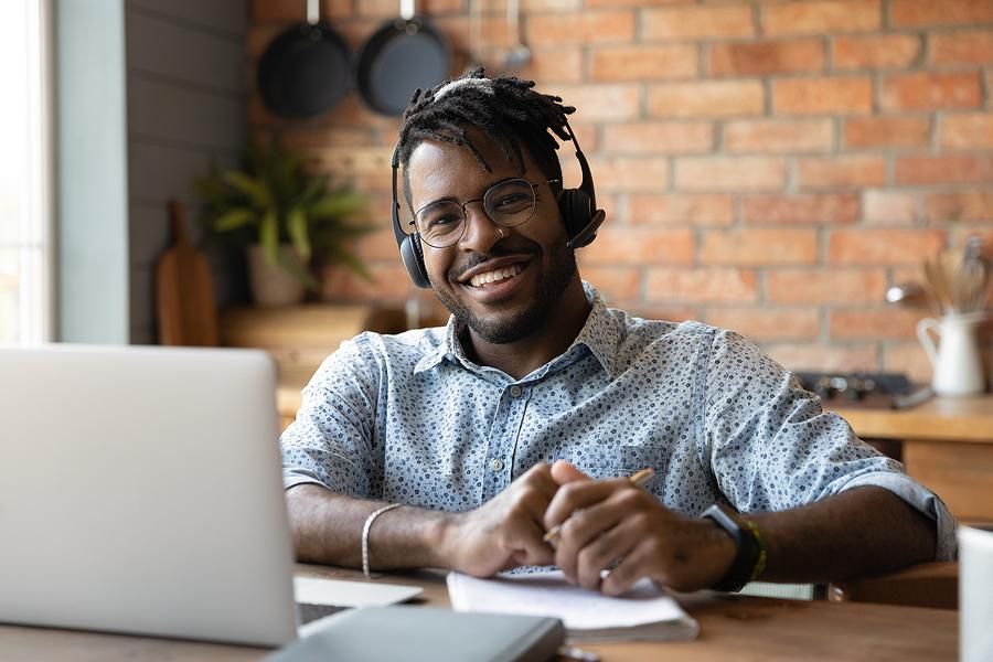 Happy man at his dream job