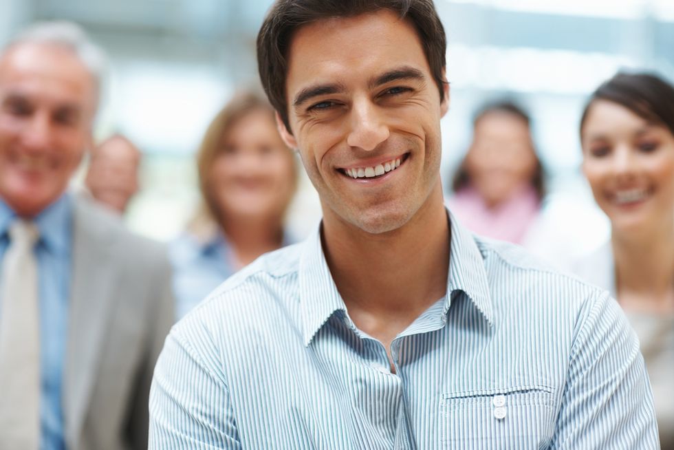 Happy man pursuing his dreams