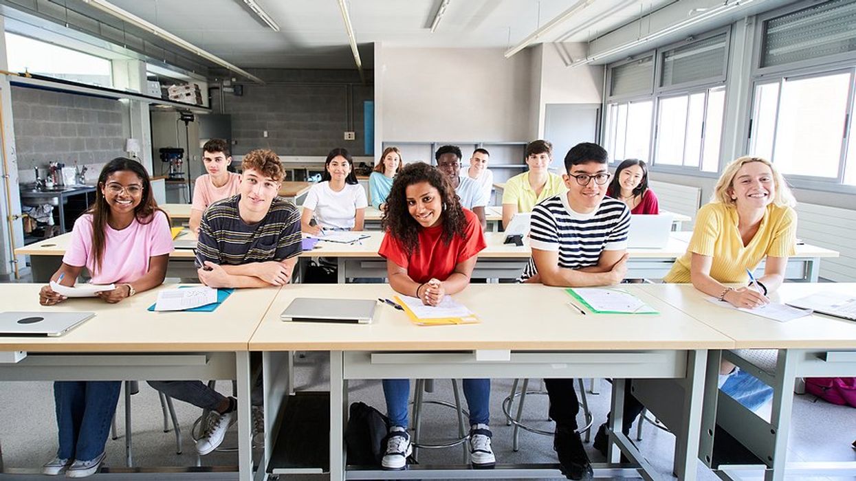 Happy students in a "perfect" classroom