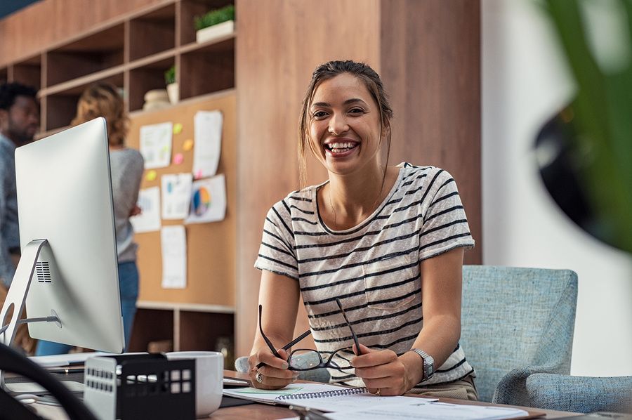 Happy woman at work
