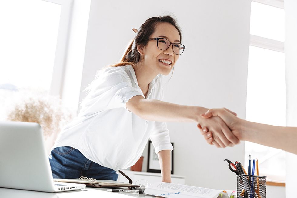 Happy woman at work