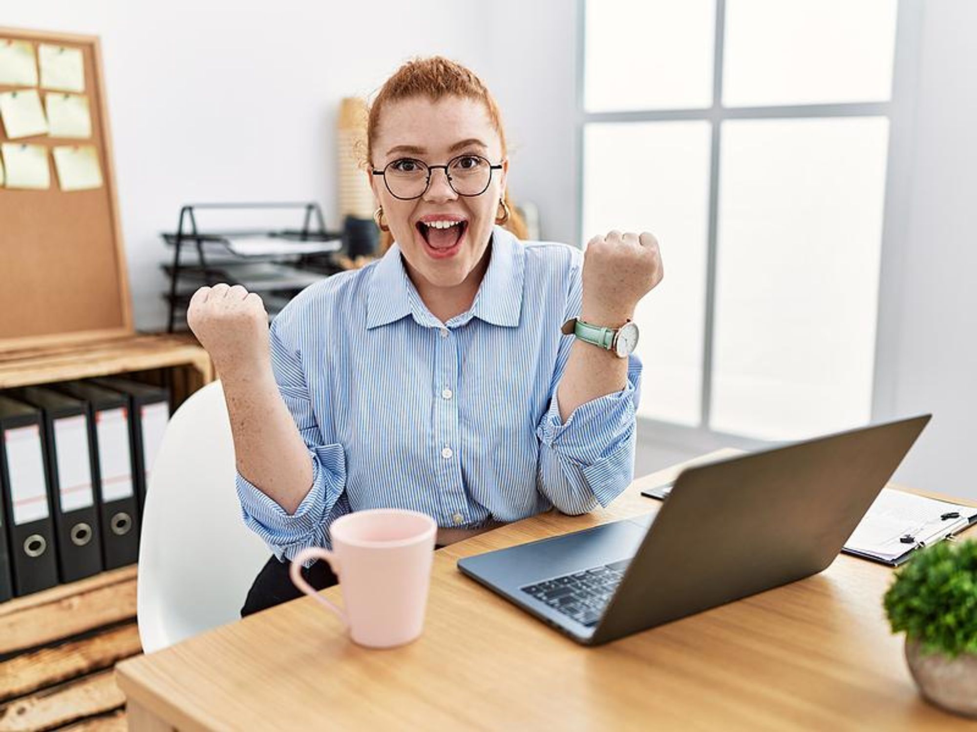 Happy woman at work