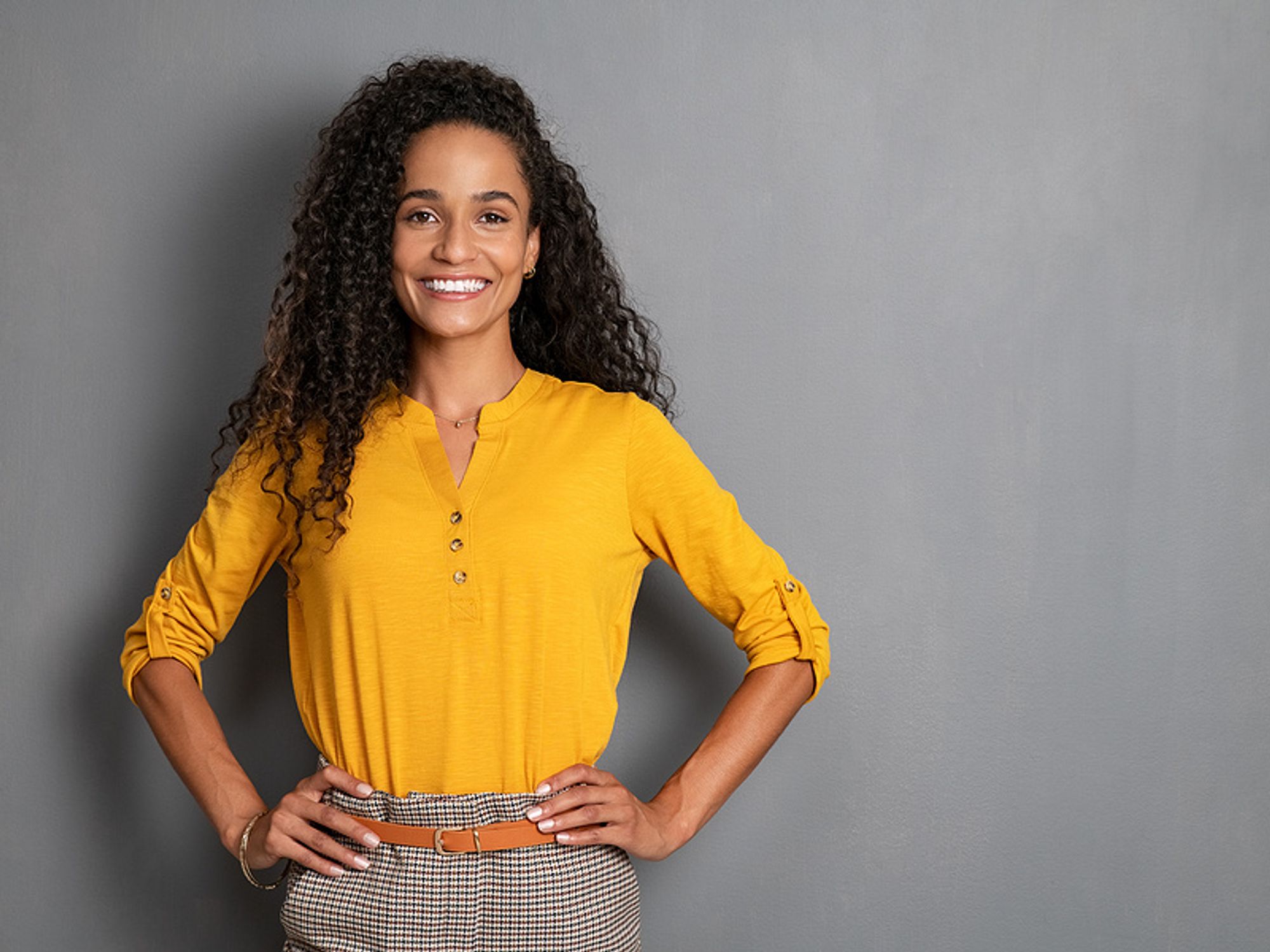 Happy woman with a good career