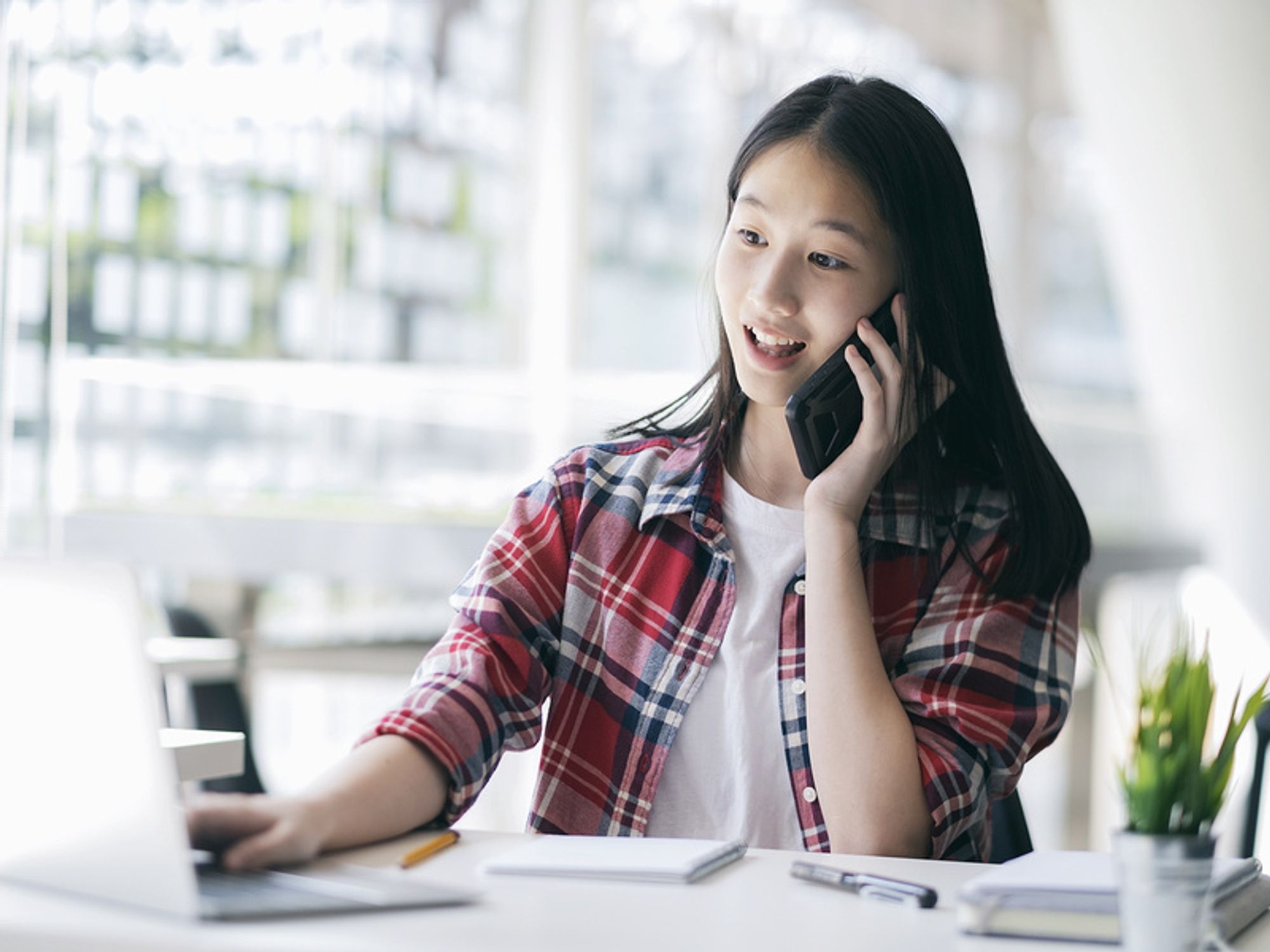 Job applicant using phone interview tips