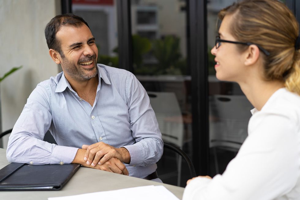 Job candidate being memorable during job interview