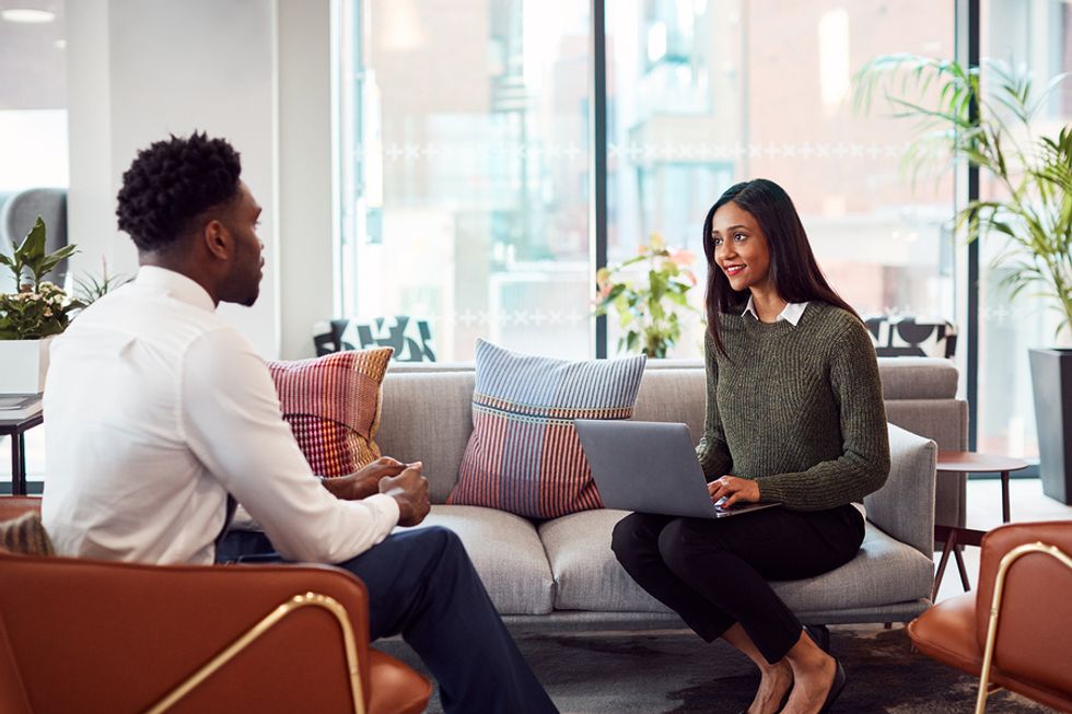 Job candidate conveys he's a loyal employee in an interview