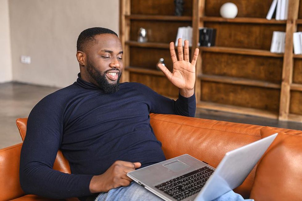 Job candidate on a virtual interview with the hiring manager