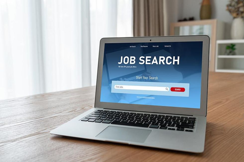 Job search on laptop