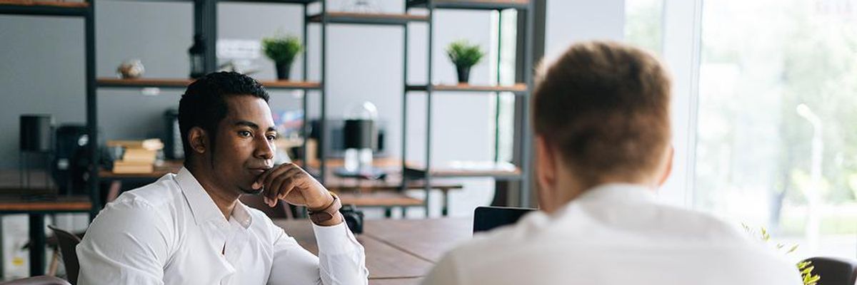 Job seeker and hiring manager talk about salary requirements