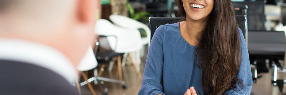 Job seeker connecting with potential employer during an interview