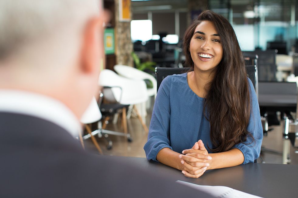 Job seeker connecting with potential employer during an interview