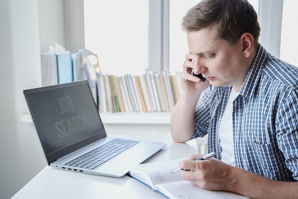 Job seeker on a phone screen